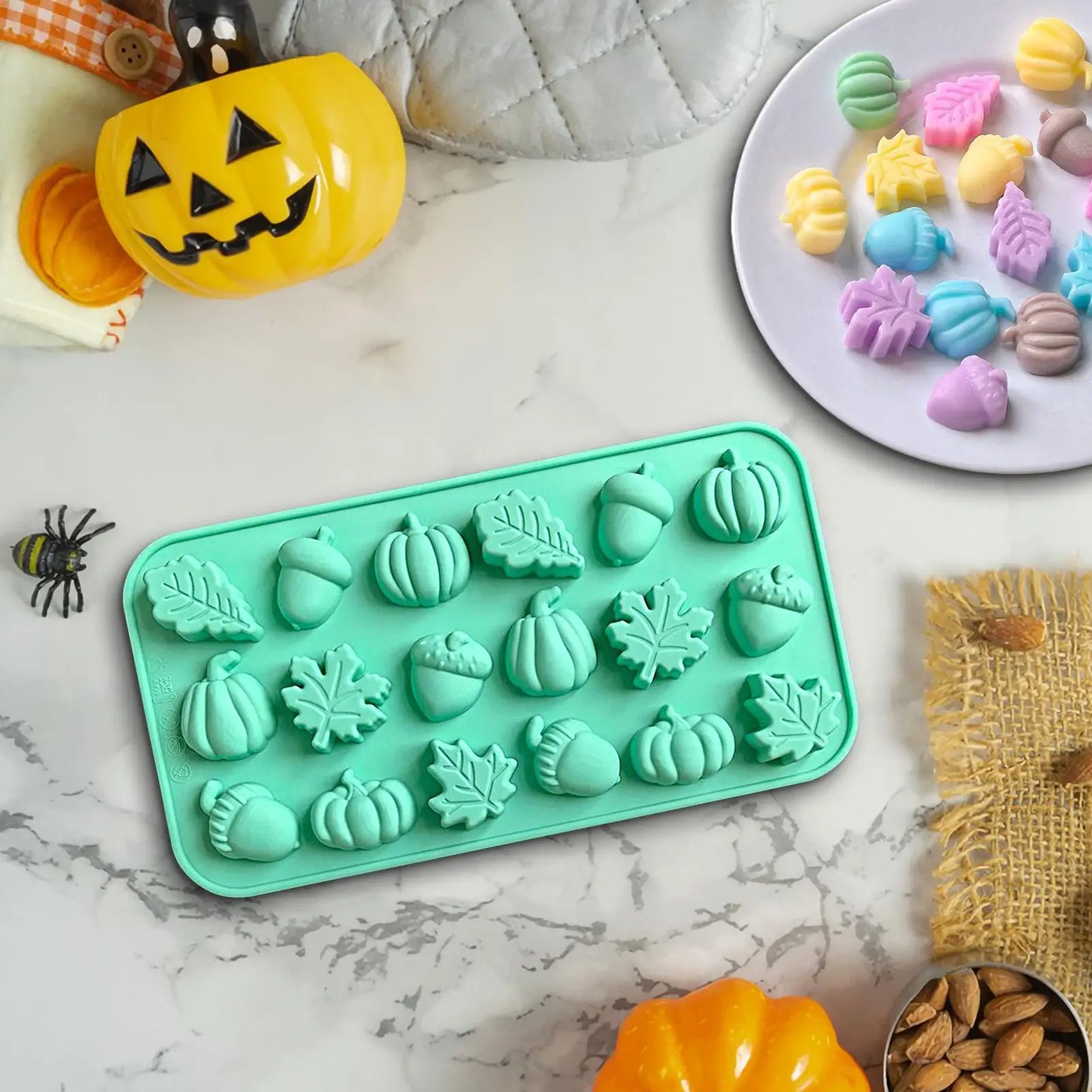 Bocados de Estación: Molde "Golden Fall" de 18 Cavidades 🍂🍪